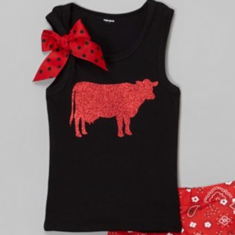 ▪️Now Now Red Cow Tank and Pants Set - Picture 2 of 3